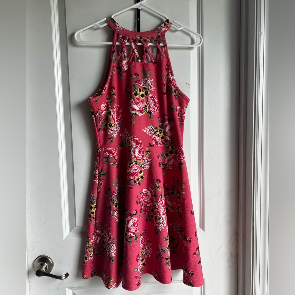 No boundaries Pink floral mid dress- Size Medium